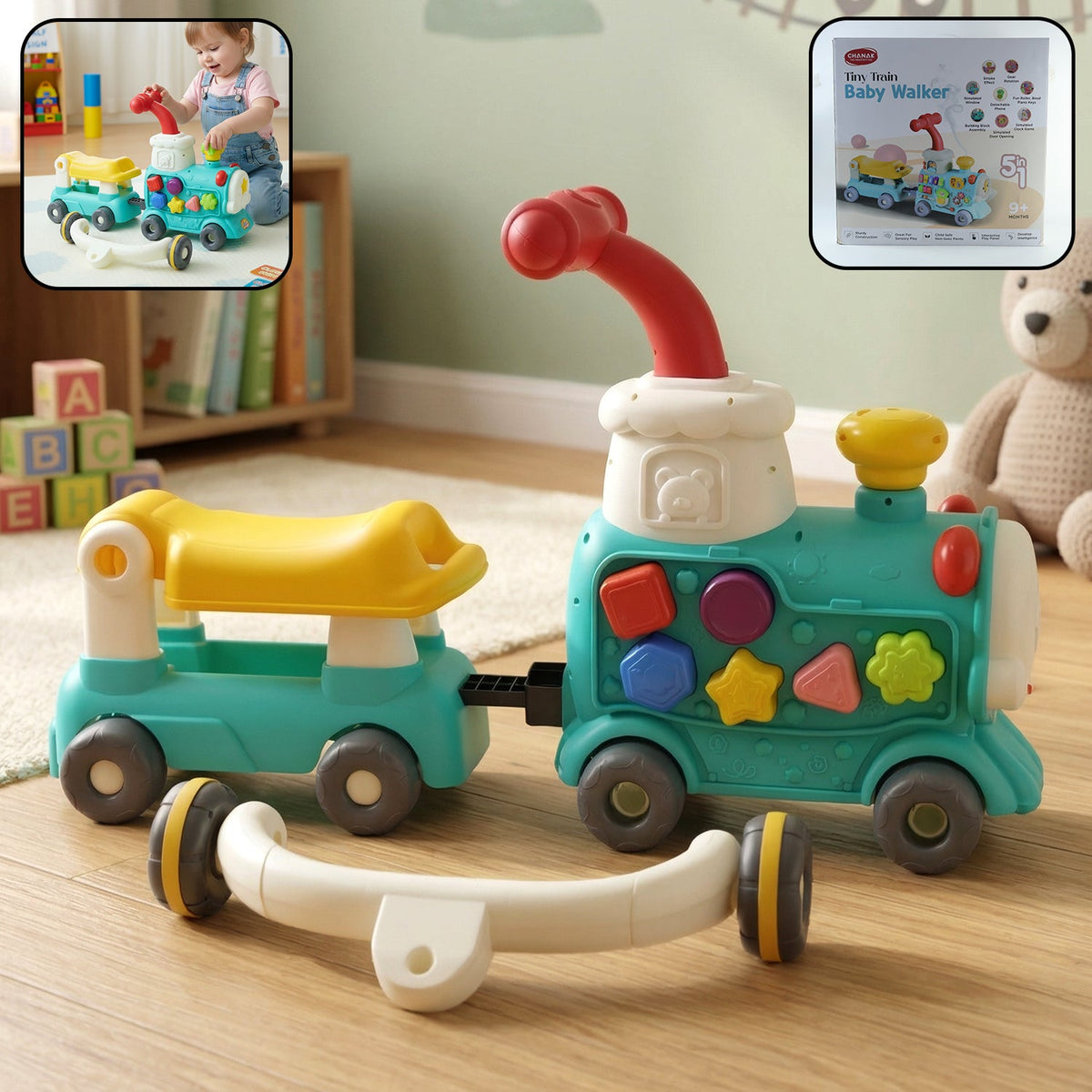 Colorful baby walker ride toy with activity panel Main image