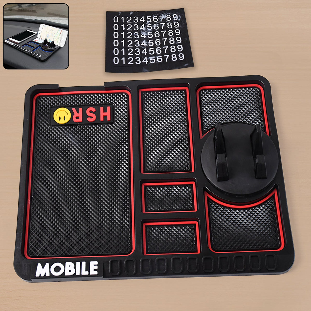 Non-slip car dashboard mat and phone holder for secure mobile placement Main image