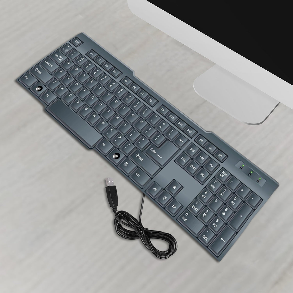 Wired USB keyboard with 104 keys for efficient typing. Main image