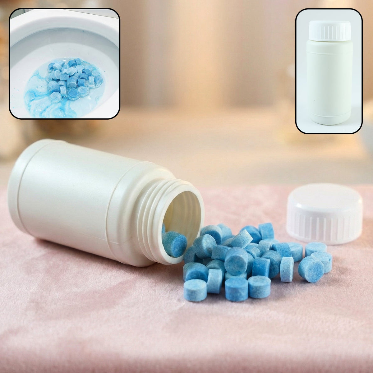 Automatic toilet tank cleaning tablets with blue deep flush action Main image