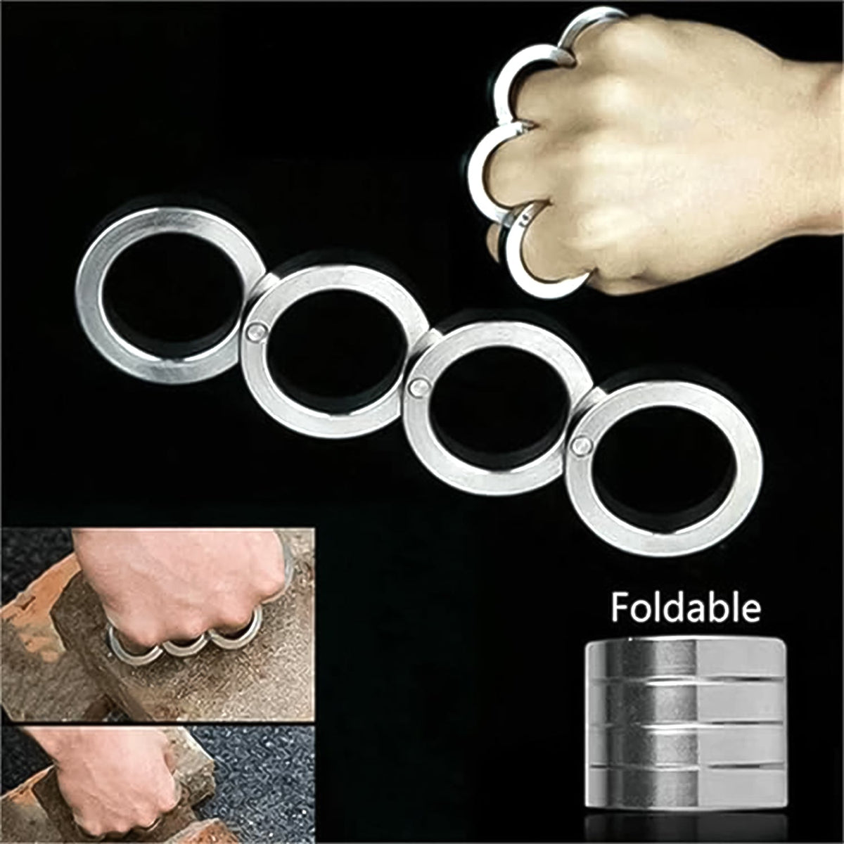 Fidget ring made of stainless steel, designed for portable 4-finger rotation. Main image