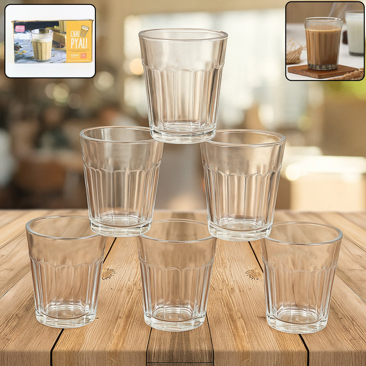 Supermom transparent unbreakable chai pyali tea glass set of 6 Main image