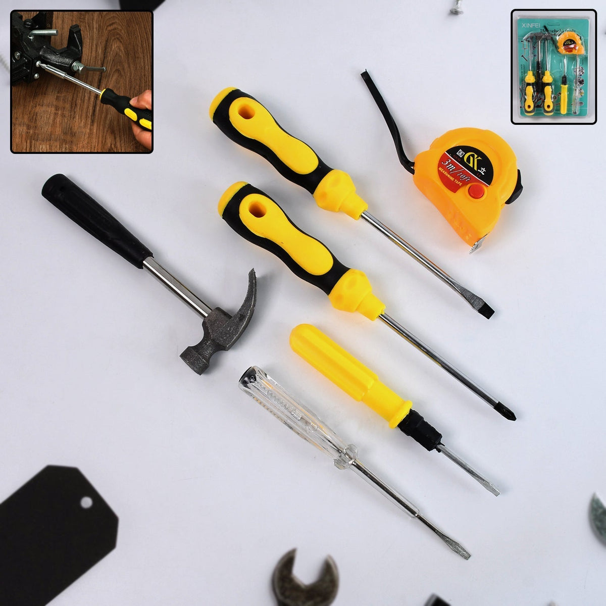6-in-1 hand tool kit with screwdrivers neatly stored in a compact case Main image
