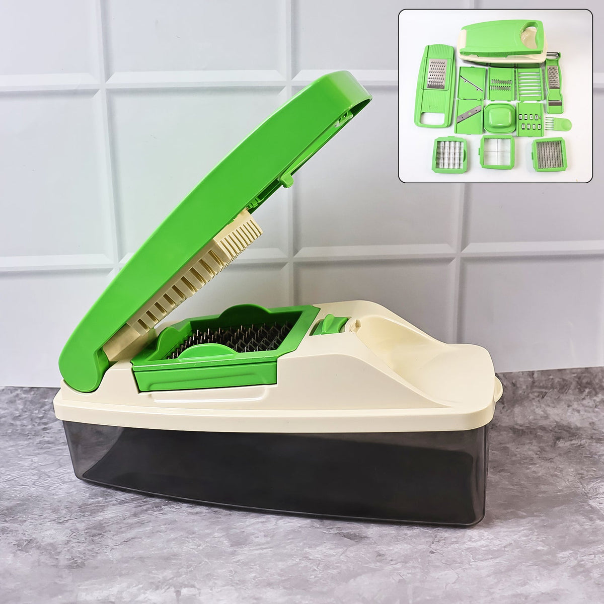 Supermom 14-in-1 vegetable chopper with container and interchangeable blades Main image