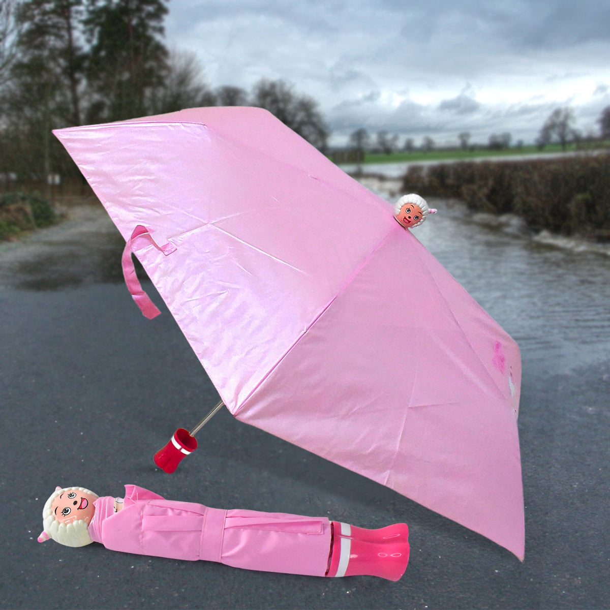 Foldable cartoon umbrella with SunFlicker design for UV protection Main image