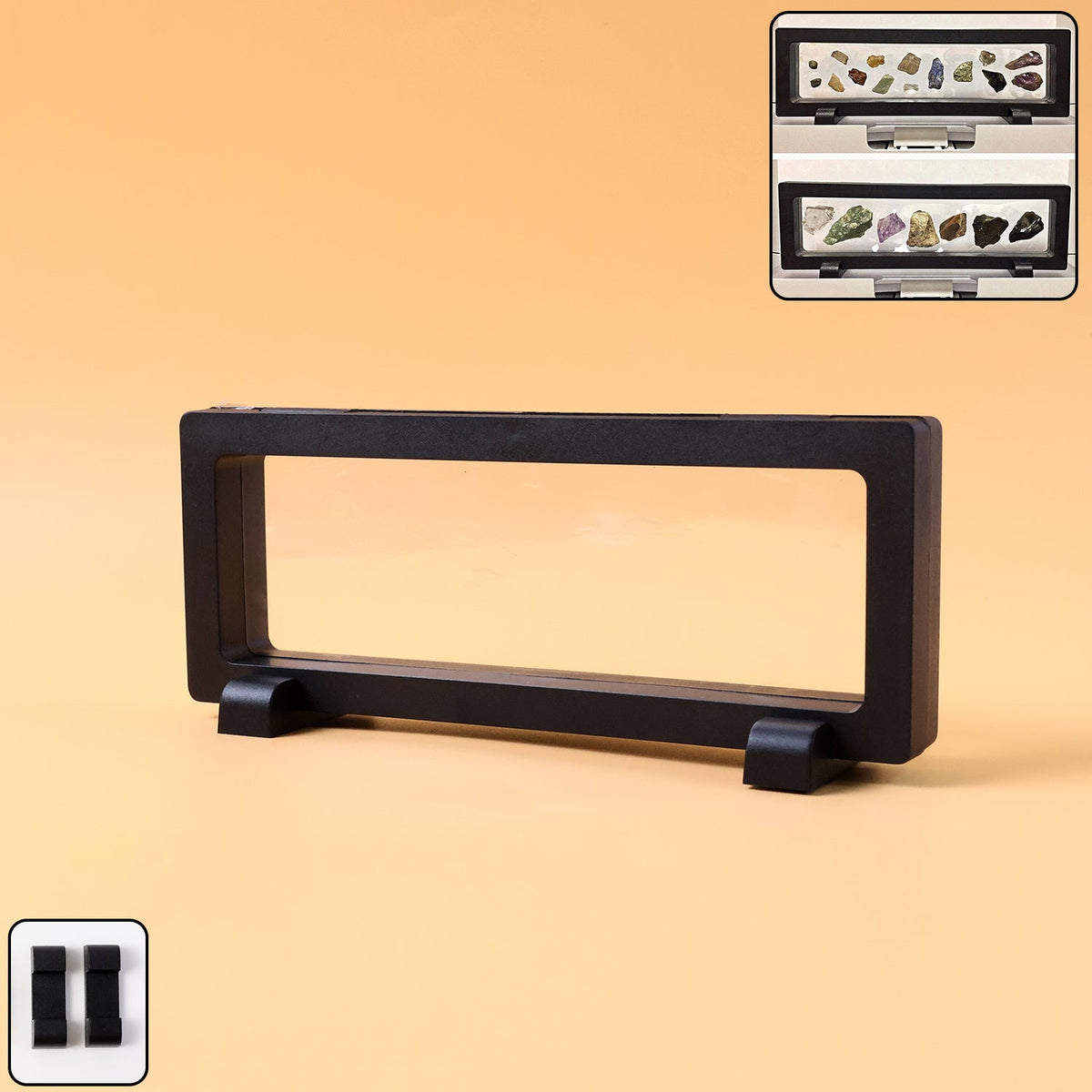 Transparent jewellery display box showing elegant front view with floating effect Main image