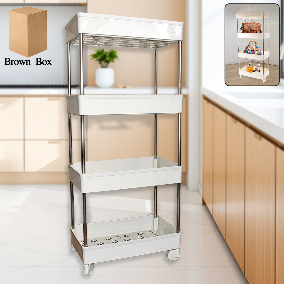 Durable 4 Layer Kitchen Rack made of steel and plastic Main image