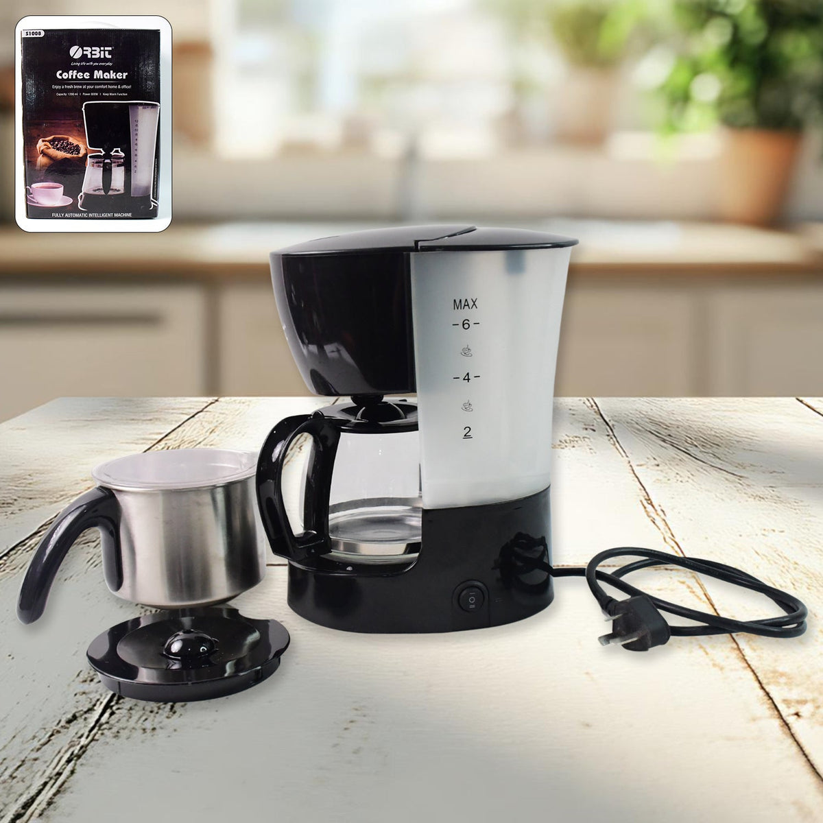 Automatic drip coffee maker with 1200ML glass carafe brewing fresh coffee Main image