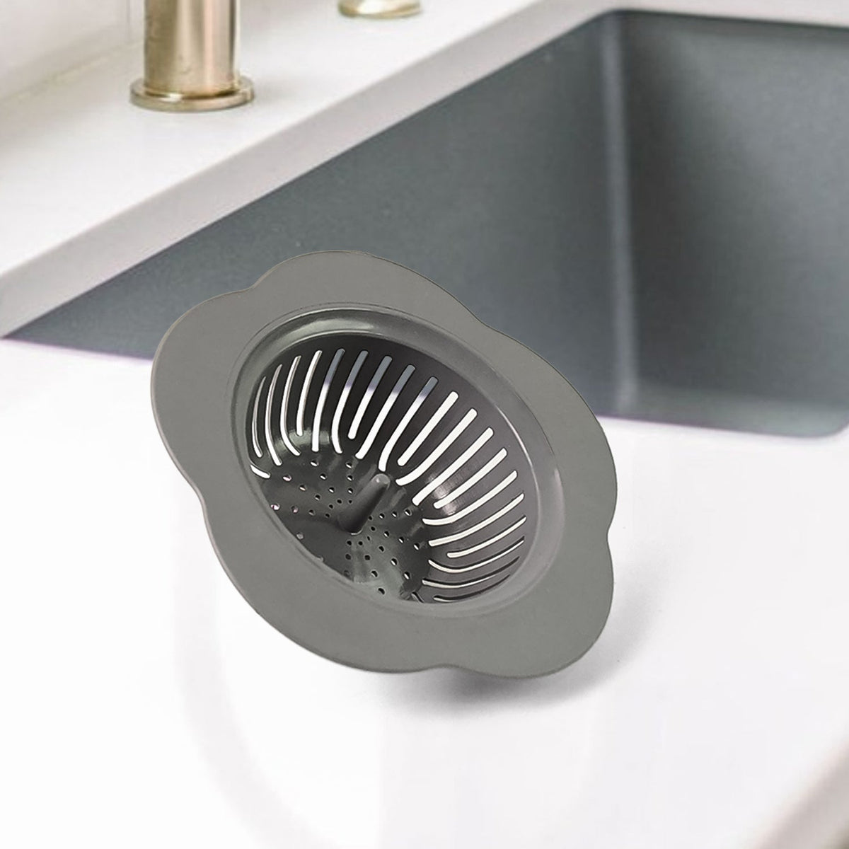 Durable plastic sink strainer with flower pattern for kitchen and bathroom drains Main image