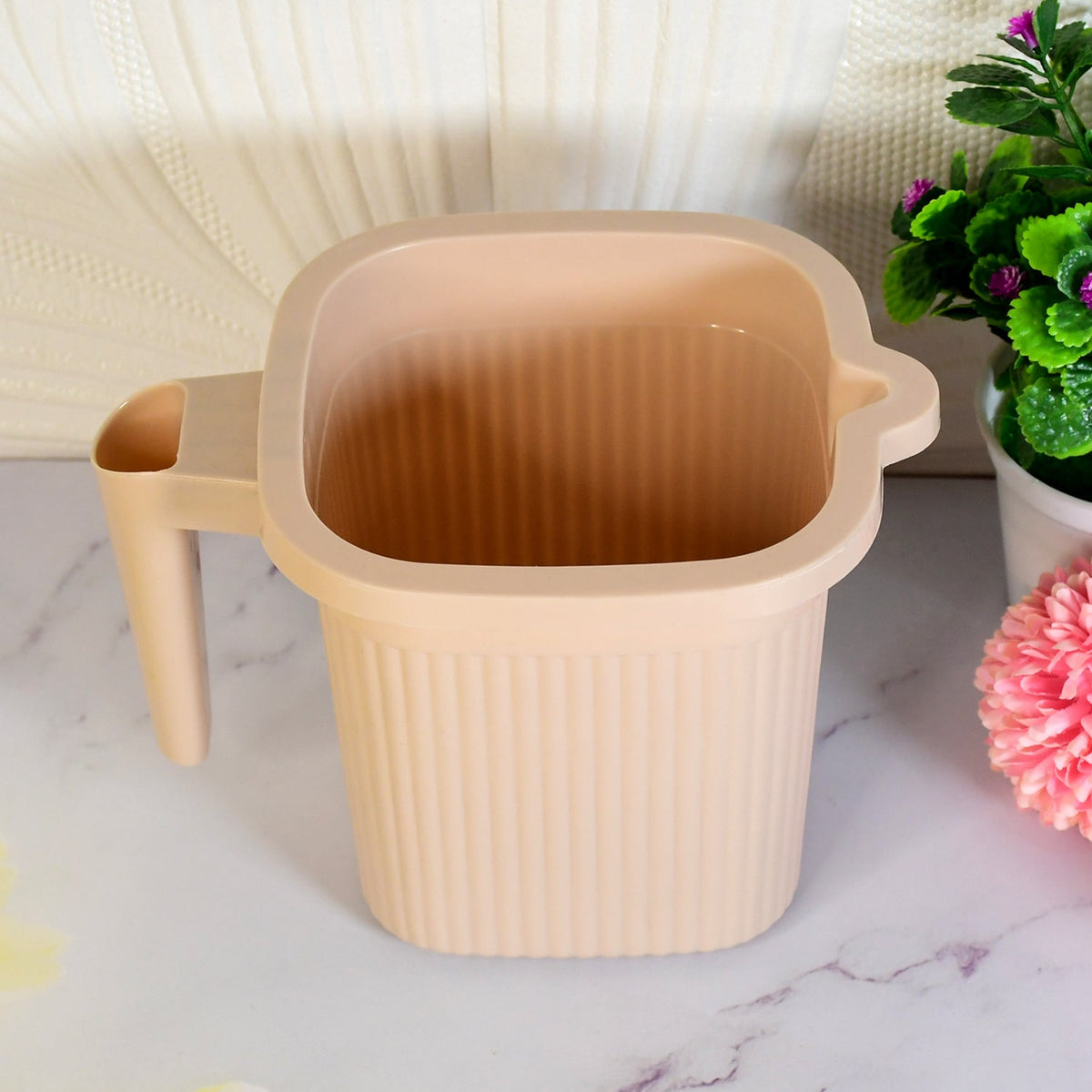 Assorted clear and colored Plastic Bath Mugs, showing multi-use design. Main image