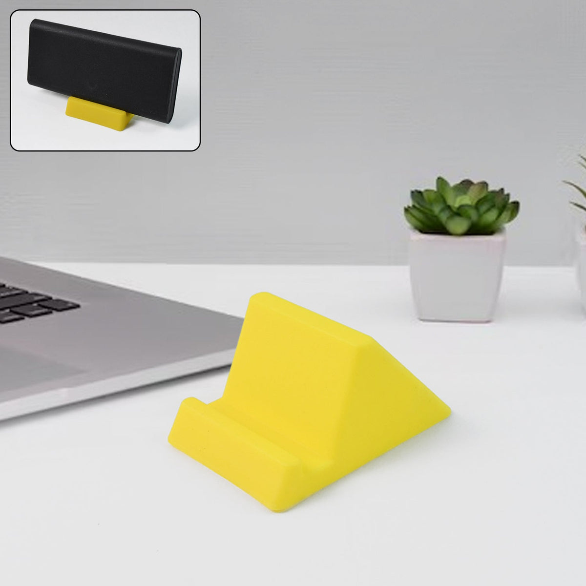 Compact plastic mobile phone holder stand angled for stable smartphone support on desk Main image