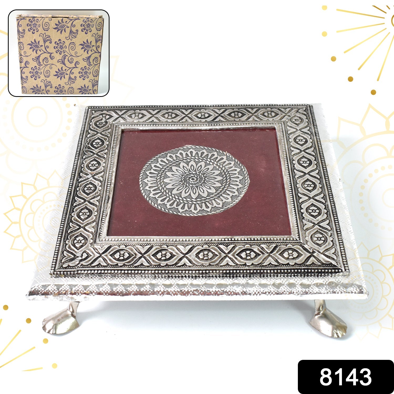 Pooja Chowki – Silver Square Bajot for Home Temple | Styleva Secondary image