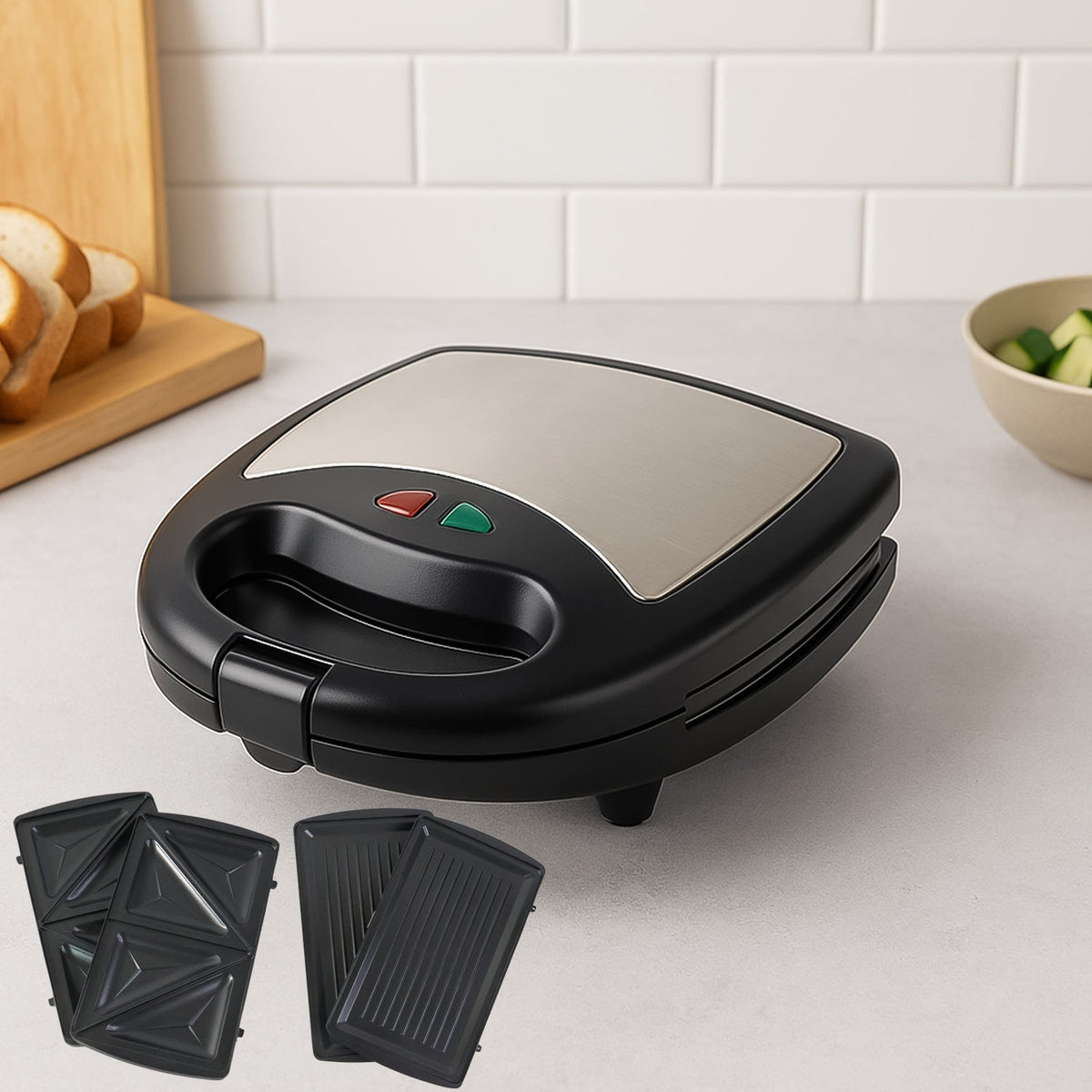 Orbit sandwich maker with durable stainless steel top and non-stick plates Main image