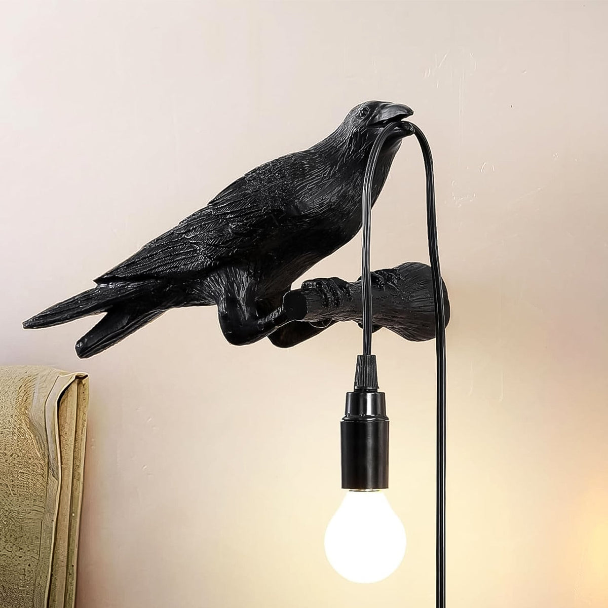 A stylish crow table lamp featuring a vintage Edison bulb, perfect for ambient lighting. Main image