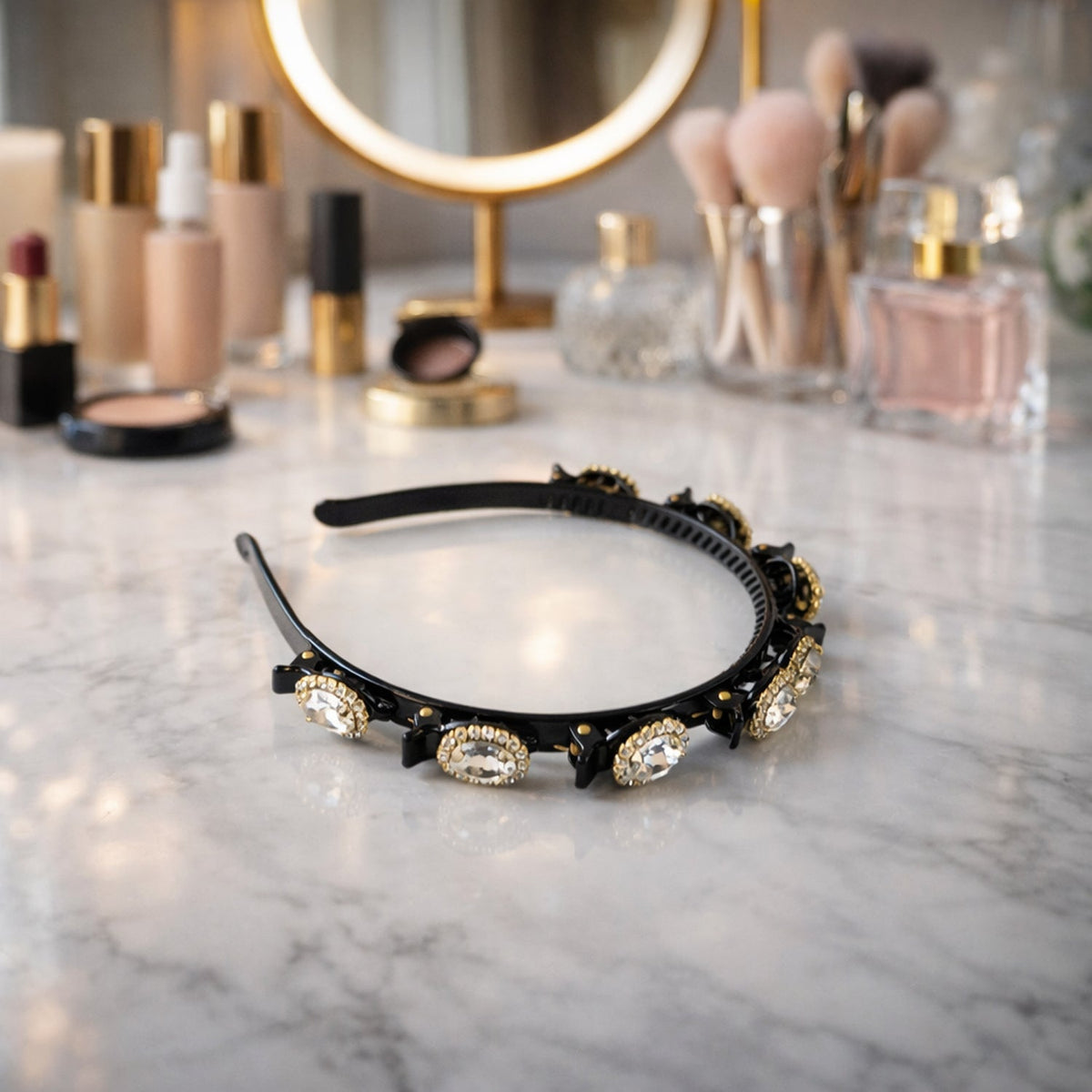 Diamond-like crystal studded designer hairband for women and girls Main image