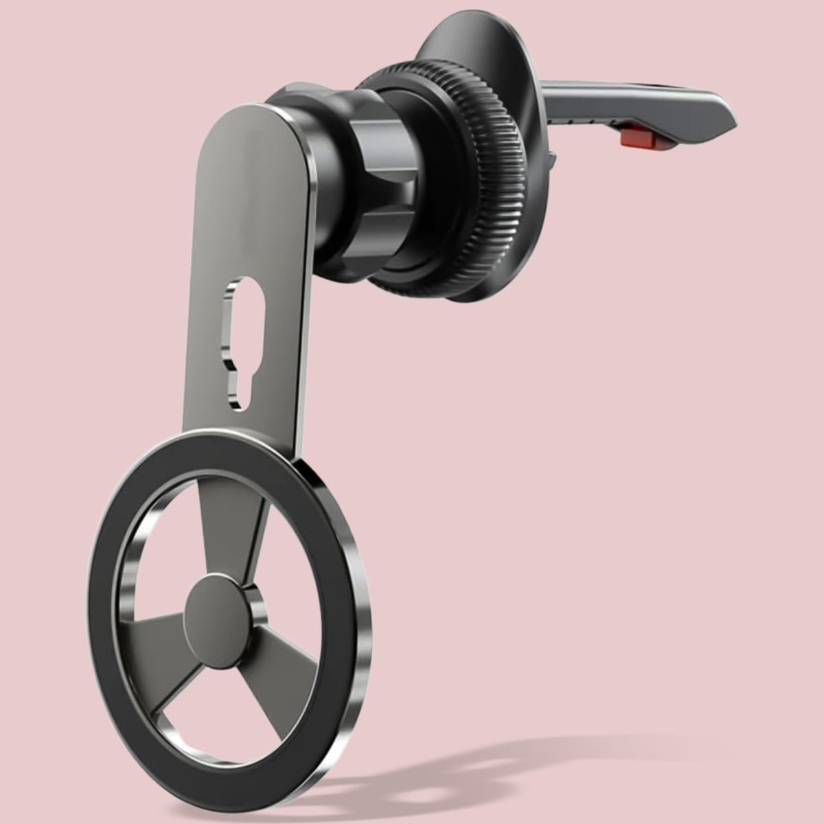 Magnetic Car Phone Holder securely mounted on a car air vent, showing its 360-degree rotation. Main image