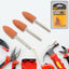 Three bullet-shaped rotary grinding stones with shanks for power tools.