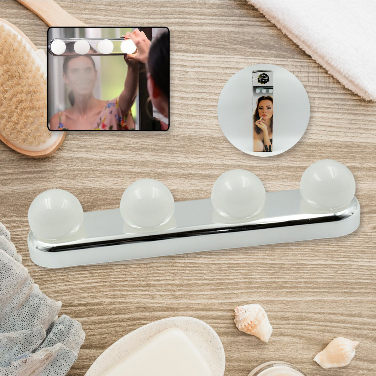 Portable makeup light with bright LED illumination, ideal for travel. Main image