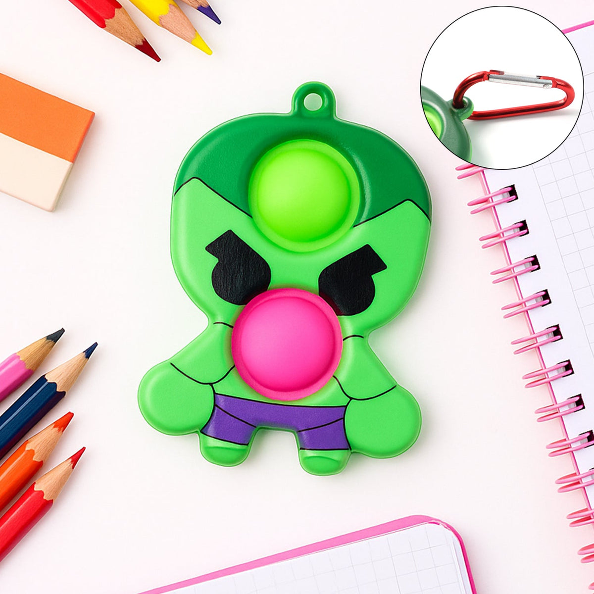 Silicone Pop It Fidget Toy with keychain clip for portable stress relief Main image