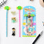 Candy-themed pencil set with soft foam toppers and accessories for kids