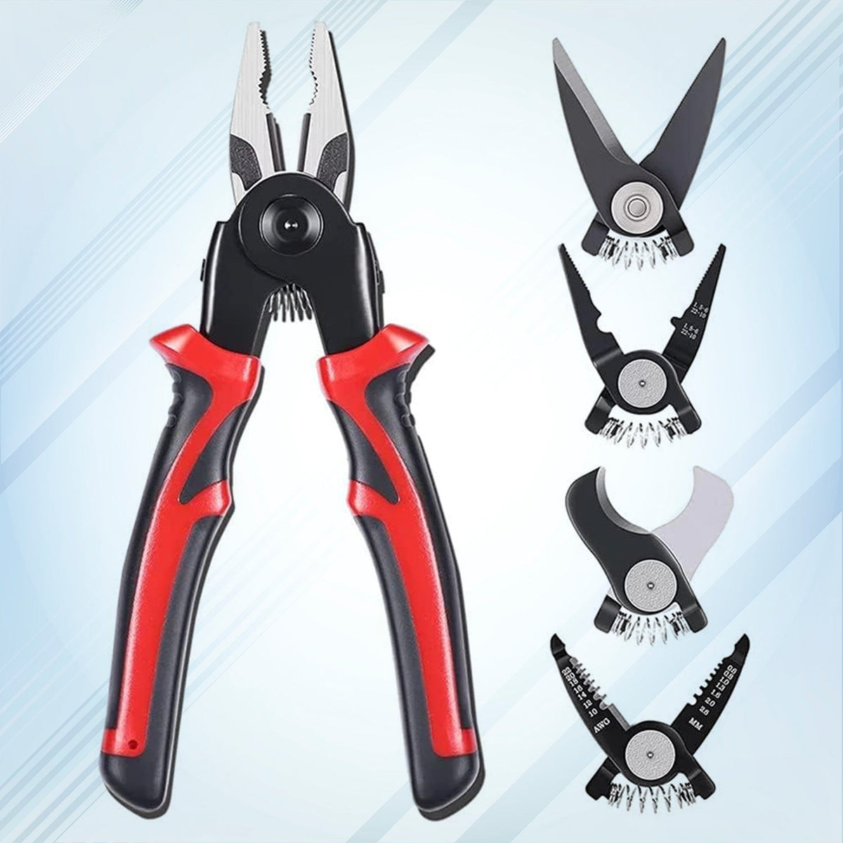 5-in-1 wire stripper pliers set with soft grip handles and alloy steel blades Main image