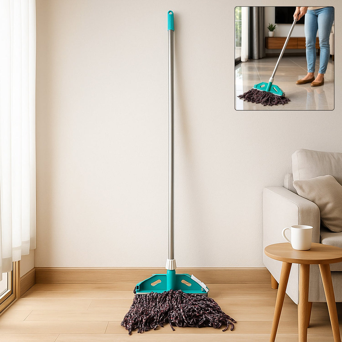 Cotton yarn floor mop head with thick absorbent strands Main image