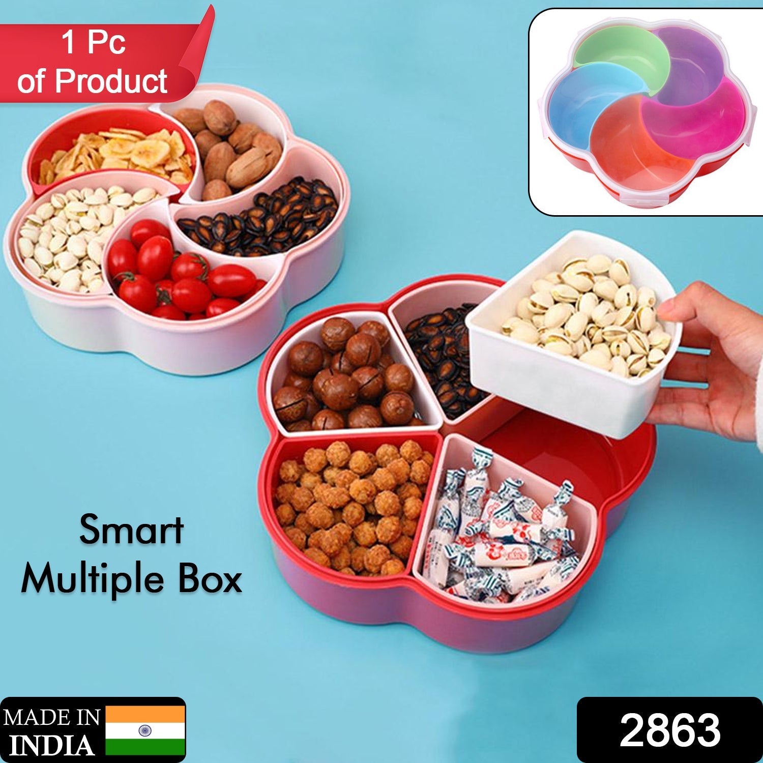 5 Compartment Snack Box – Multi-Purpose Food Storage | Lunchie Bunchie Secondary image