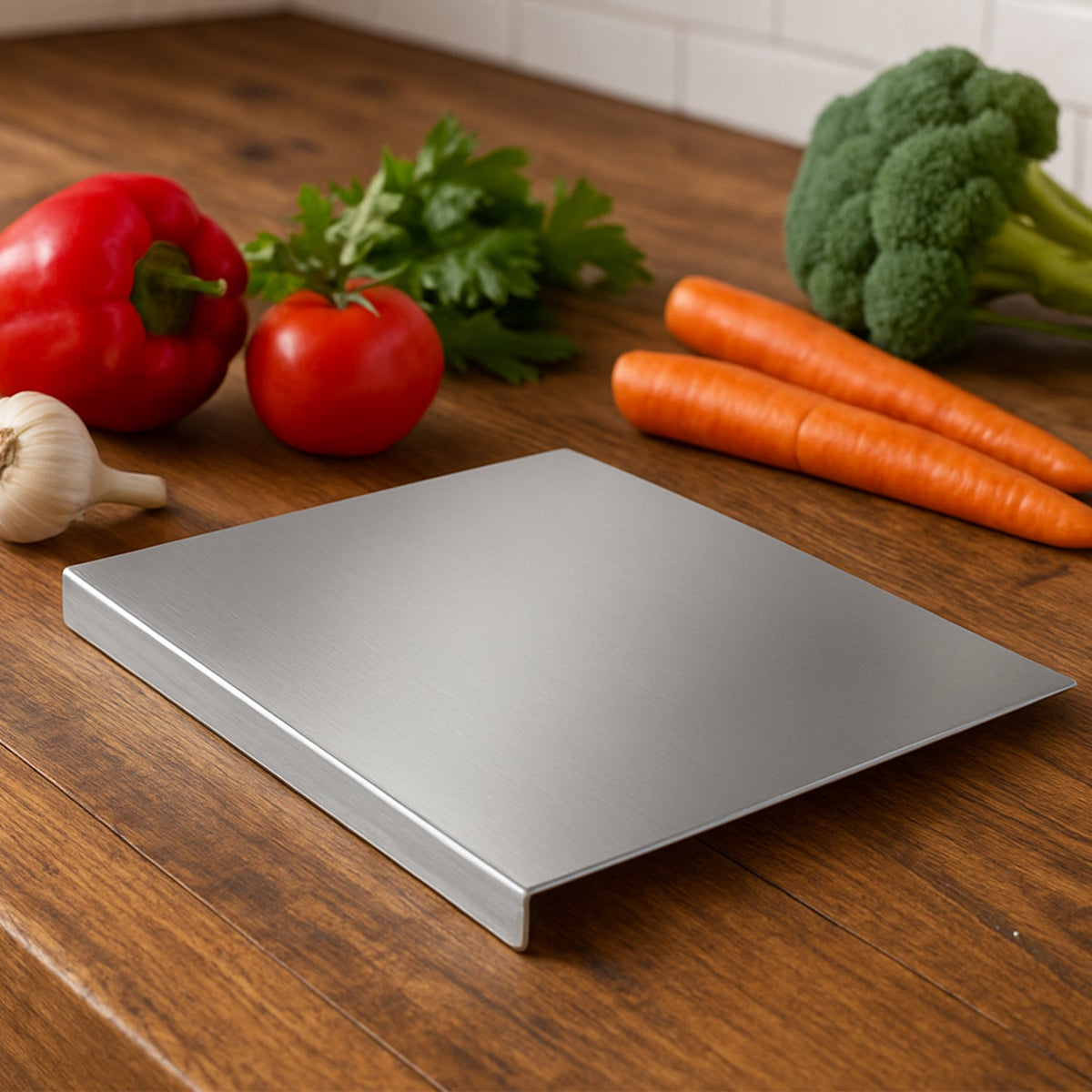 Stainless Steel Anti-Bacterial Chopping Board with bent edge for stable cutting Main image