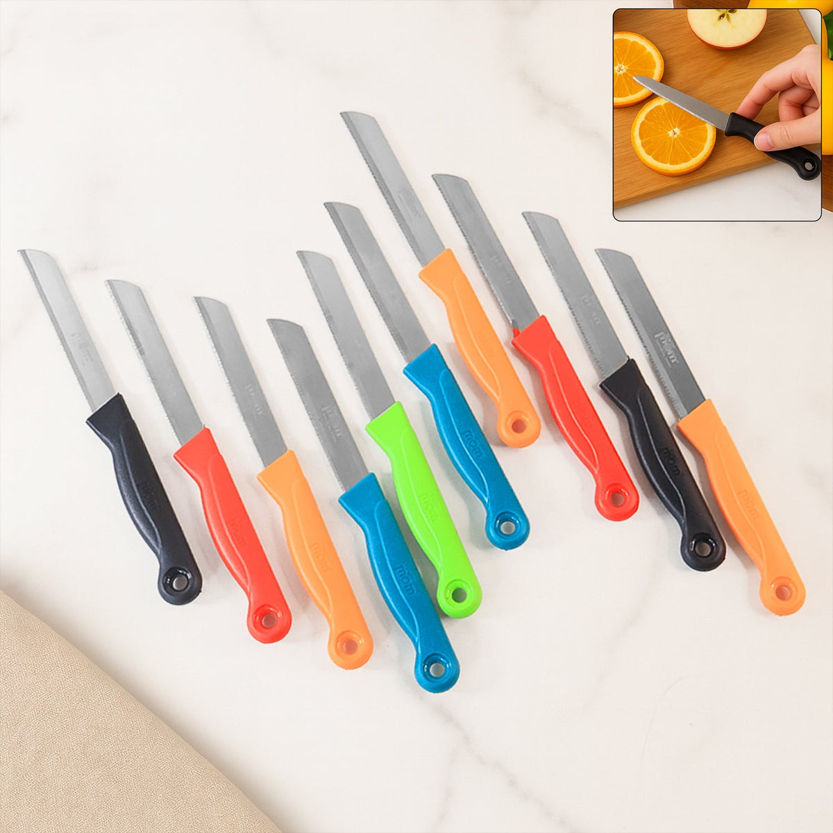 Supermom laser kitchen knife set with multi-color plastic handles Main image