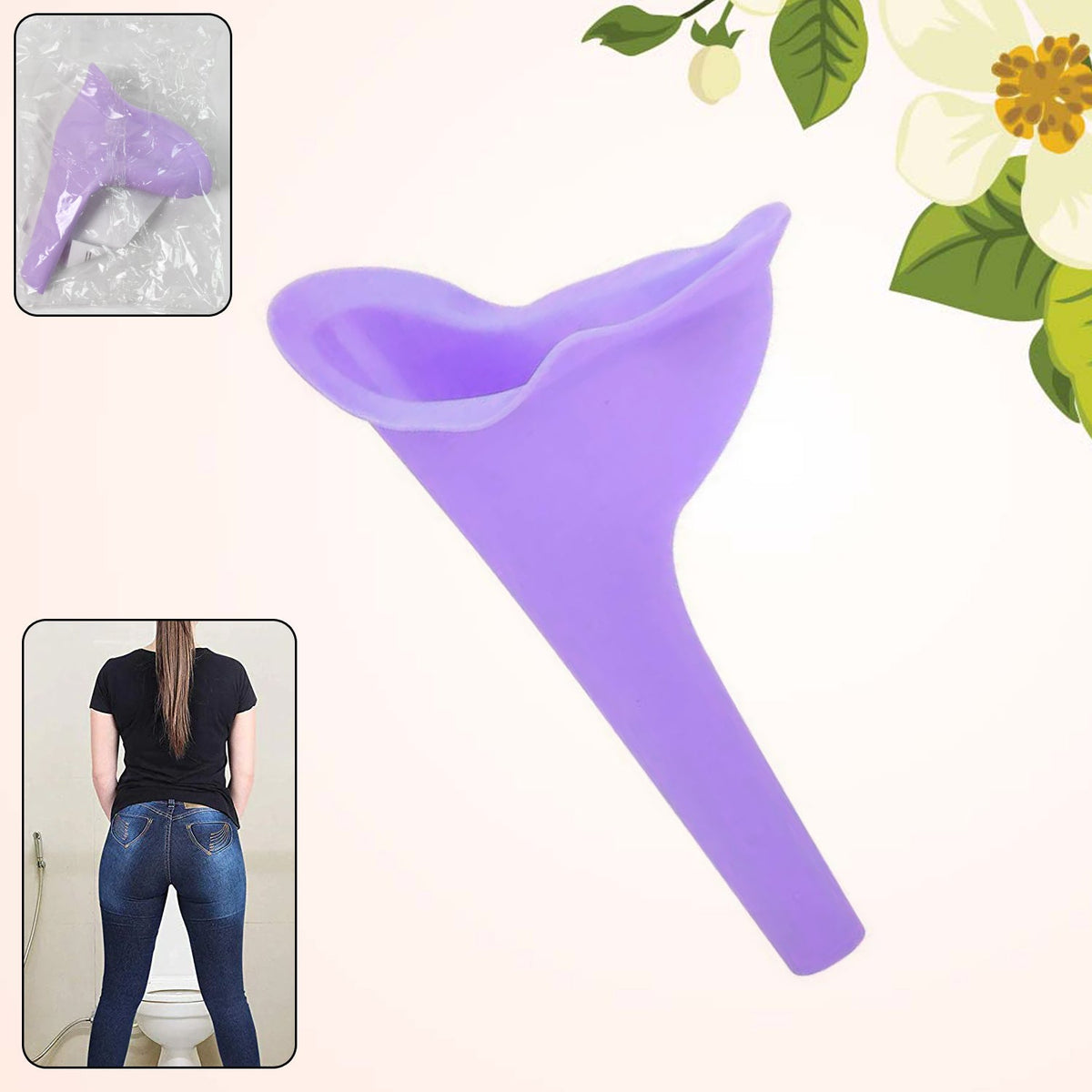 Velvet Wellness reusable female urinal funnel made from medical-grade silicone Main image