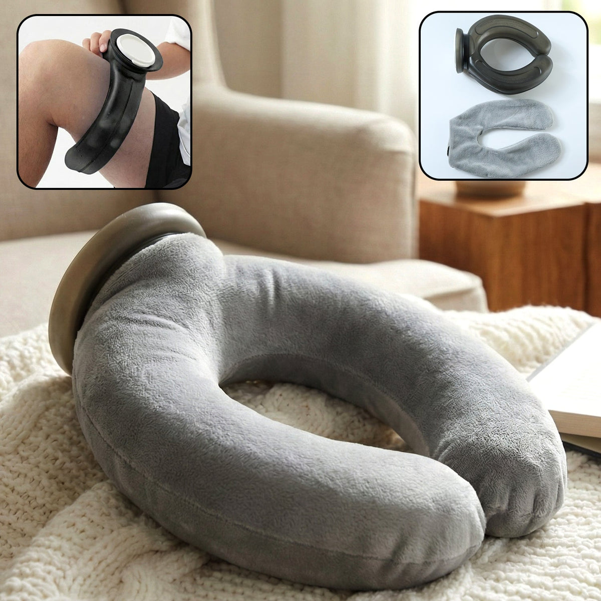 Ergonomic U-shaped support pillow providing knee comfort Main image
