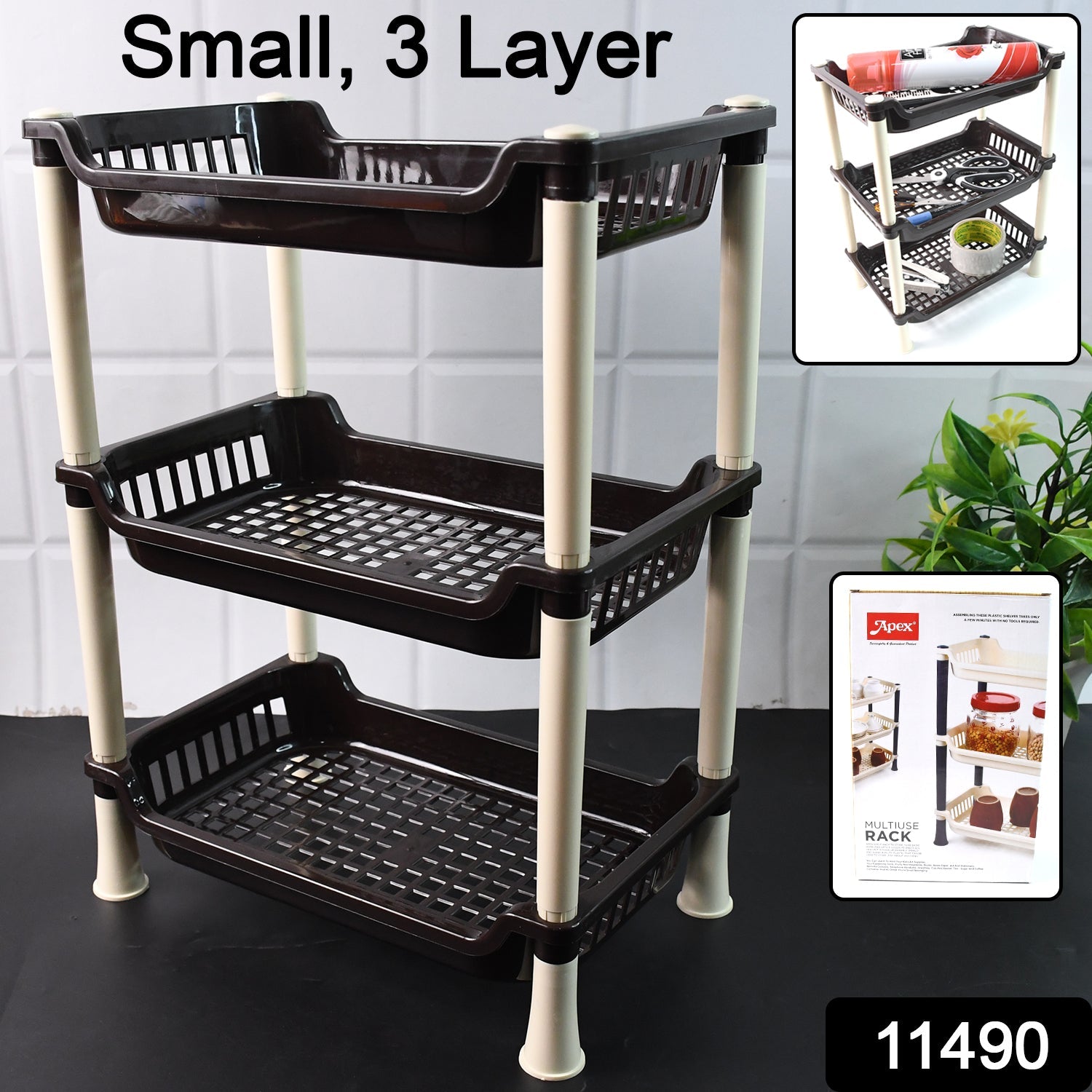 3-Tier Plastic Storage Rack – Durable & Space-Saving Organizer Secondary image