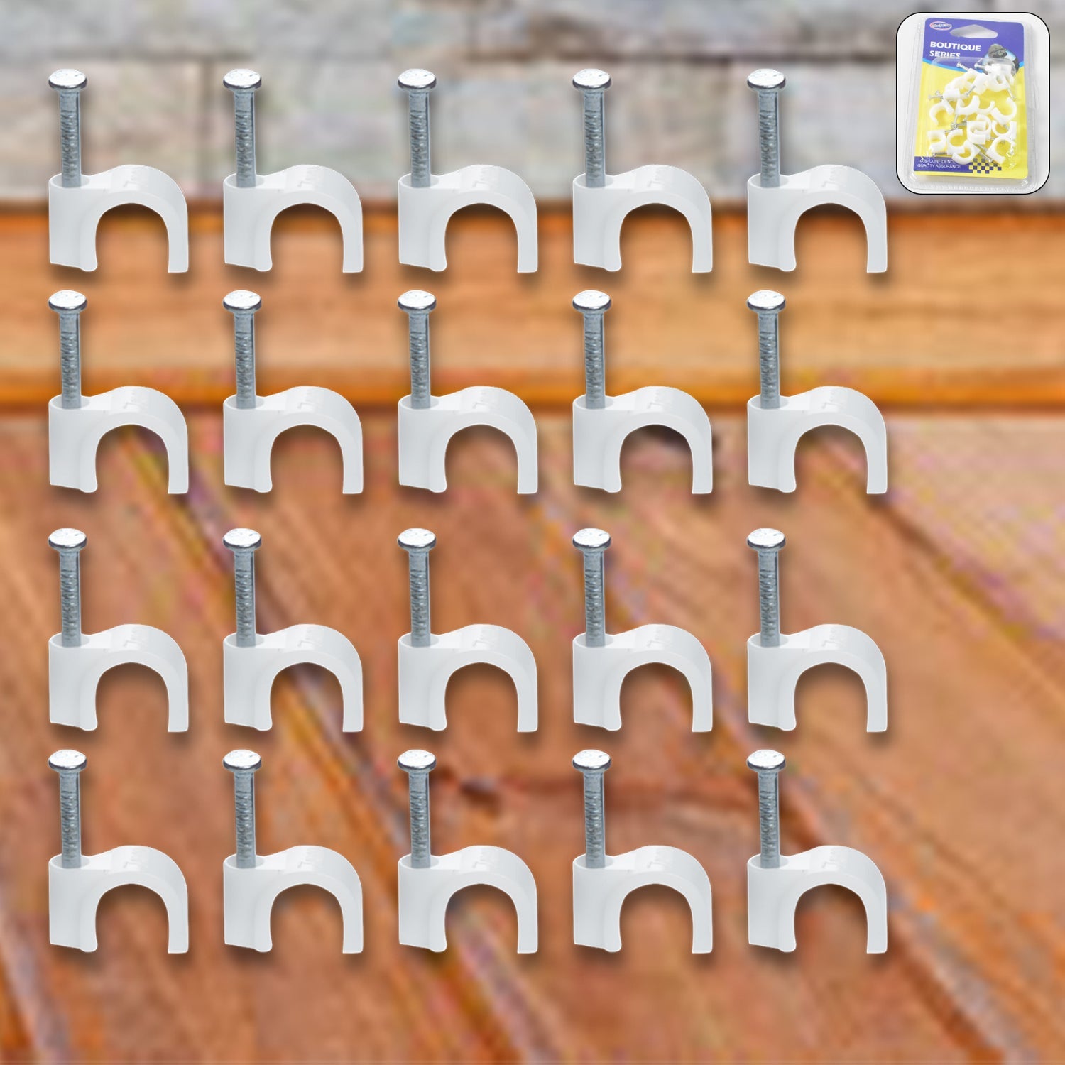 Plastic Cable Clips – Durable Steel Nail Wire Holders, 20 Pcs Secondary image