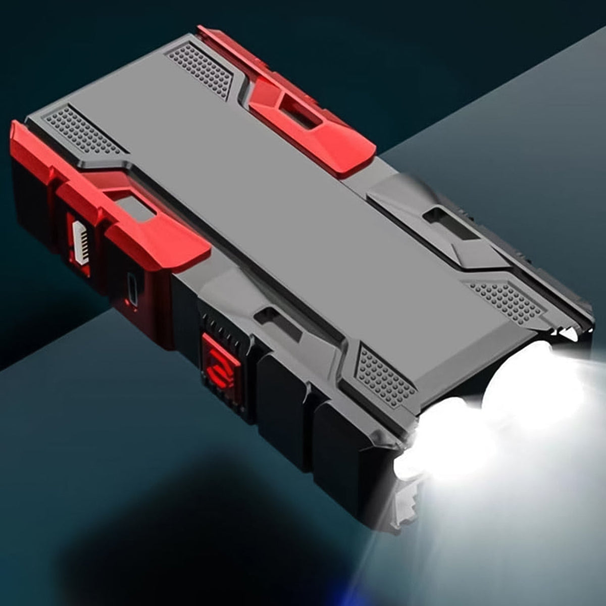 A compact Mini LED Flashlight with Power Bank, showing its powerful beam. Main image