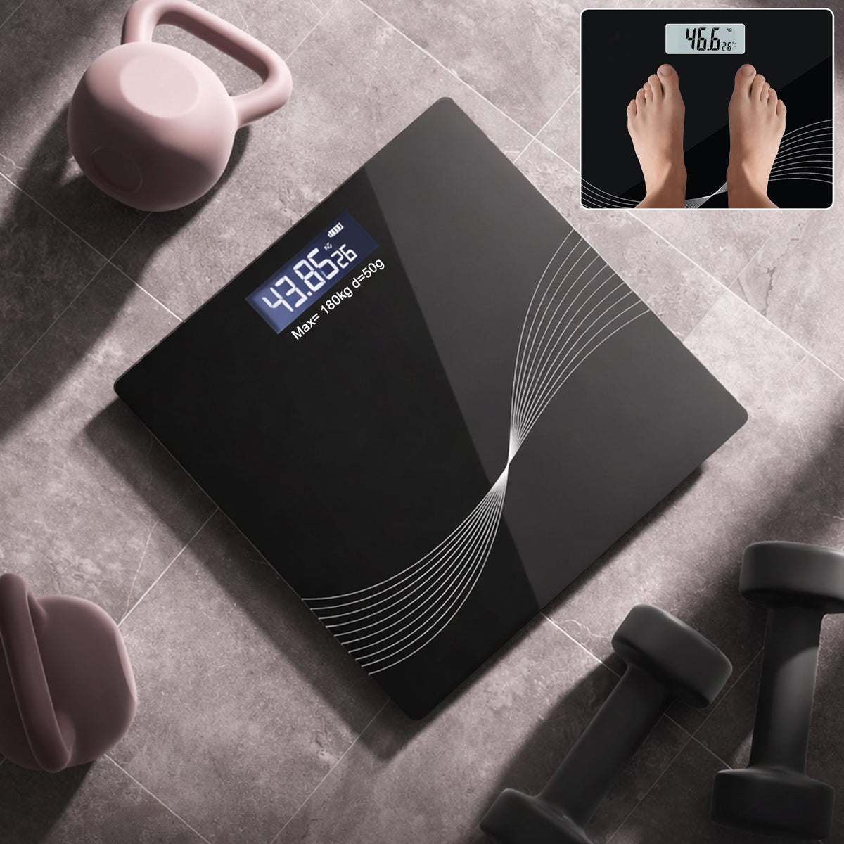 Digital personal weight scale showing large LCD display for accurate readings Main image