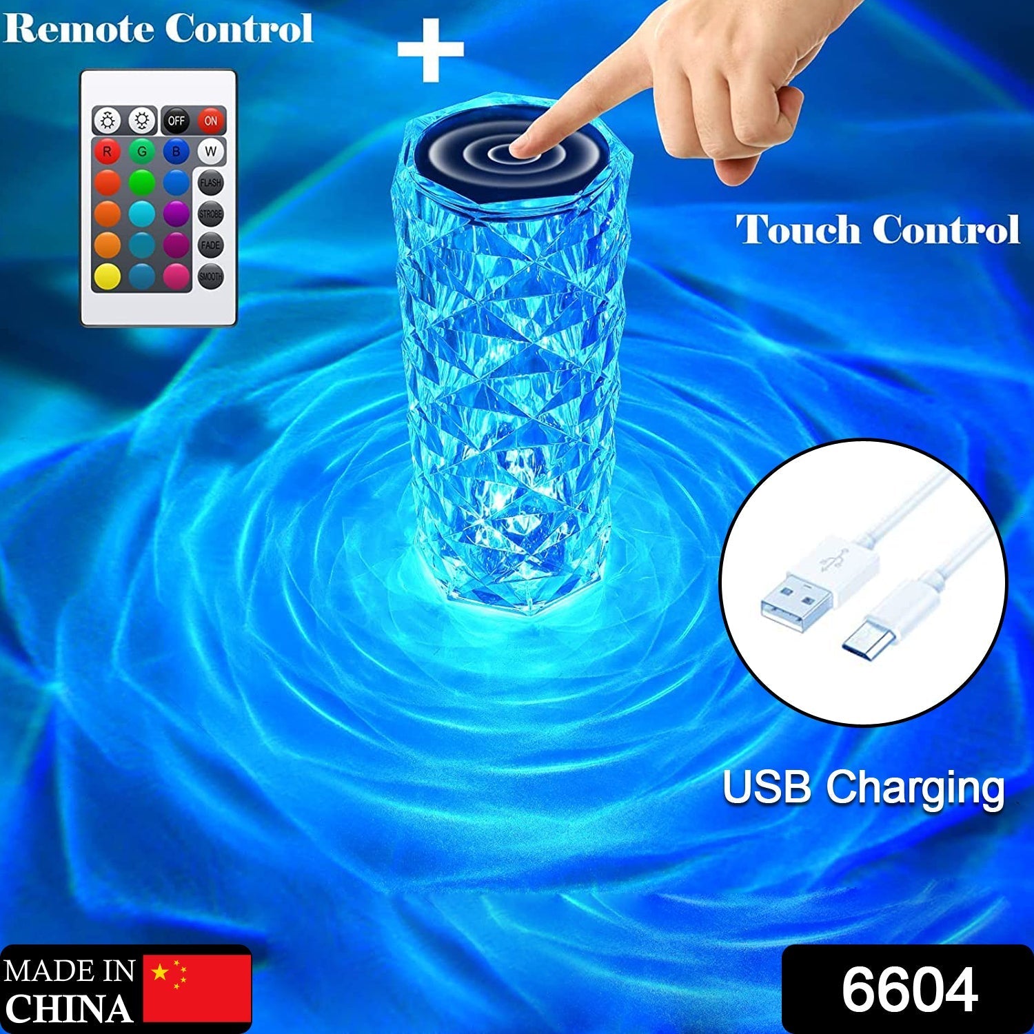 Crystal Touch Lamp – 16-Color Rose Diamond LED Table Light | Styleva Secondary image