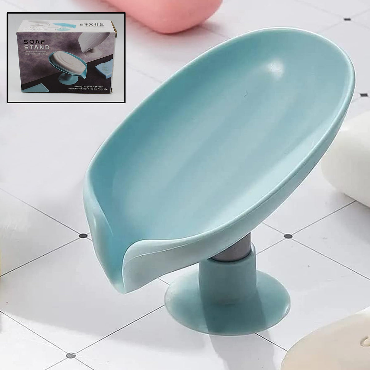 Self Draining Soap Dish with powerful suction cup. Main image