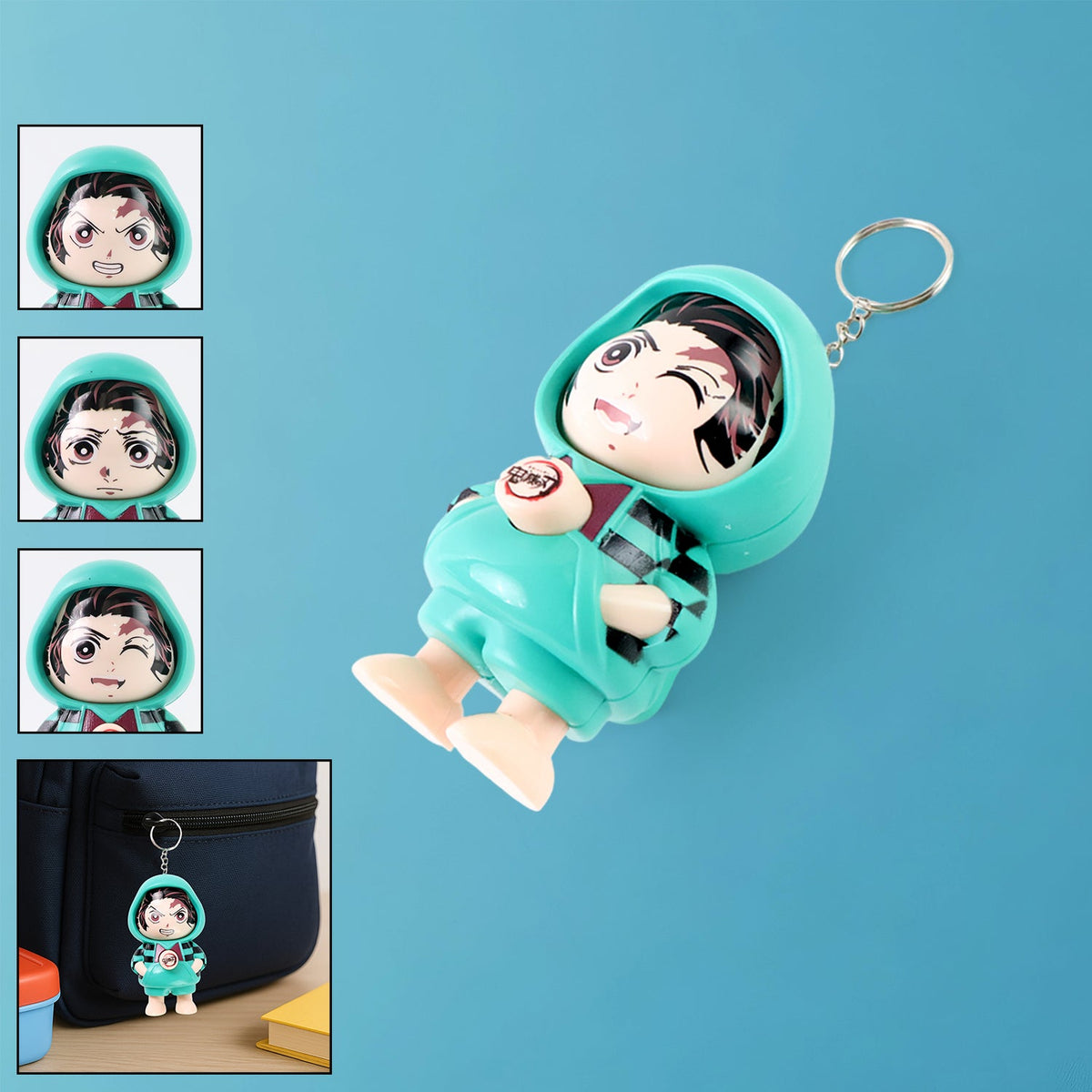 Cartoon character keychain with cute face and durable PVC Main image