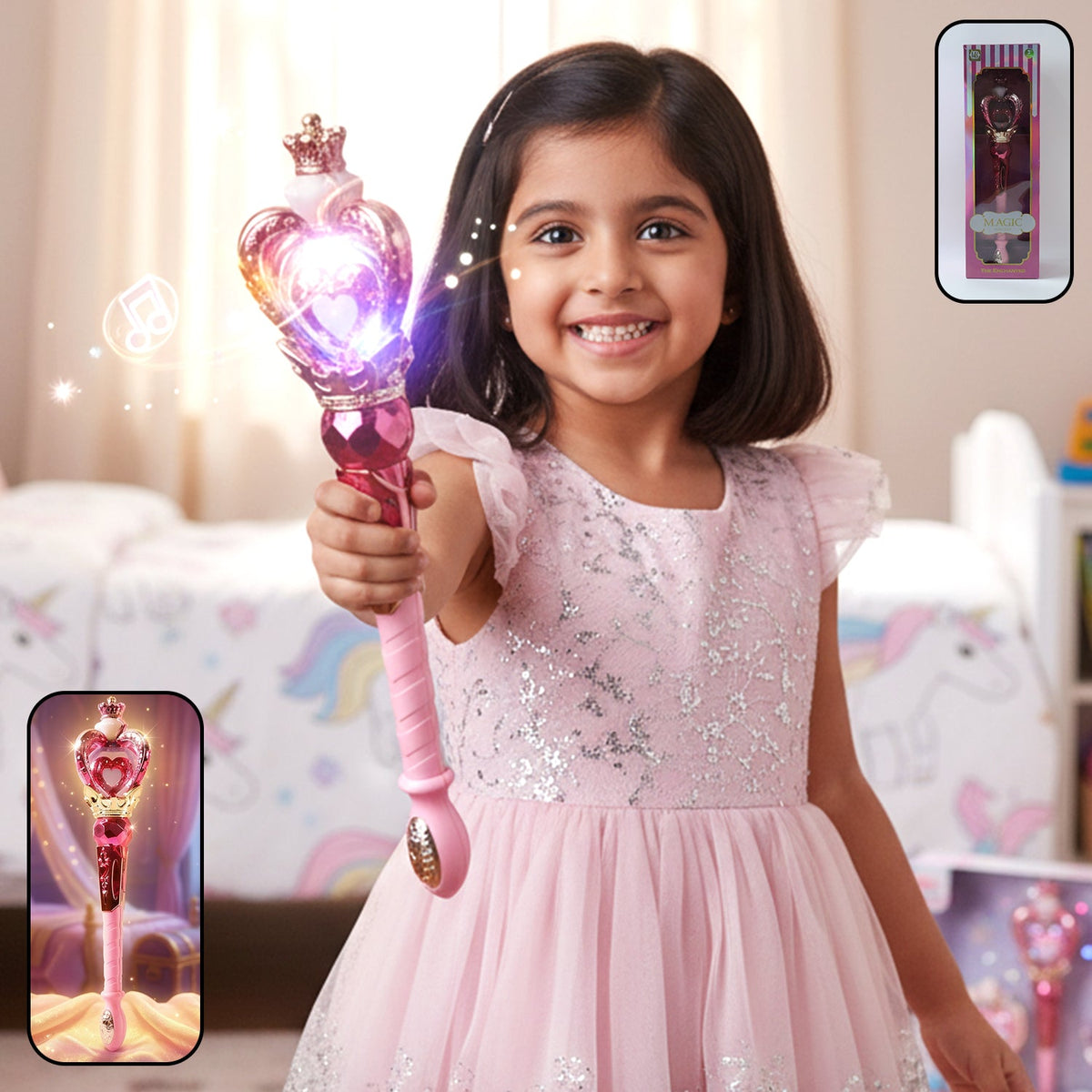 Vibrant flashing princess light wand for kids Main image
