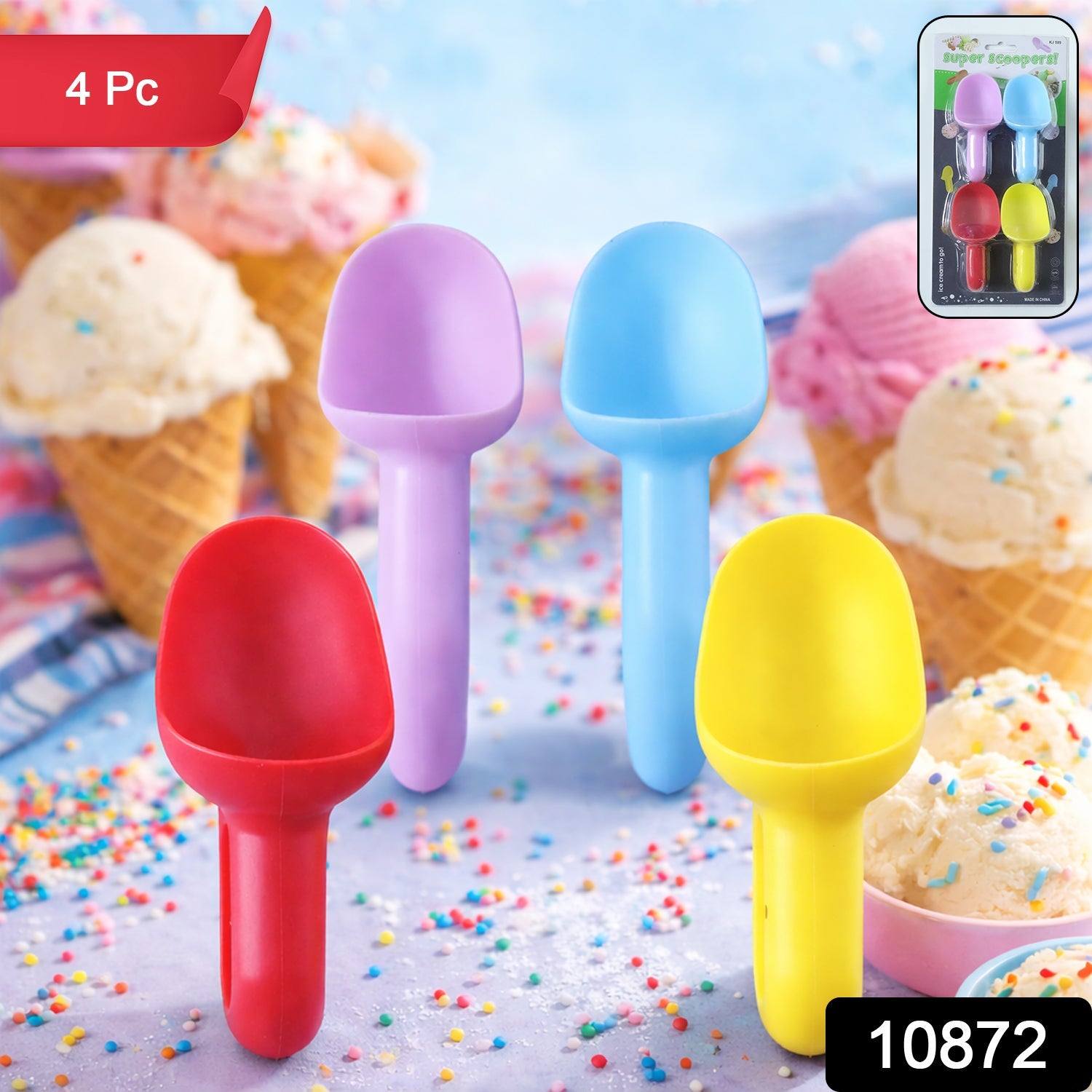 Plastic Ice Cream Scoop – 4 Pc Multipurpose Kitchen Set Secondary image