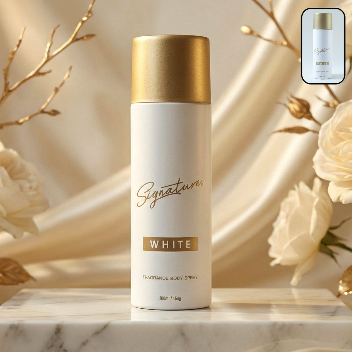 Signature white fragrance body spray 200ml bottle with stylish design Main image