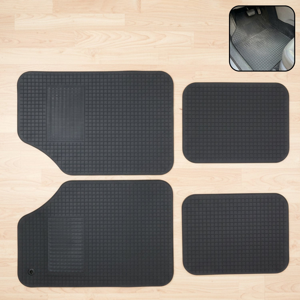 Universal heavy-duty rubber car floor mats with textured surface for all-weather protection Main image