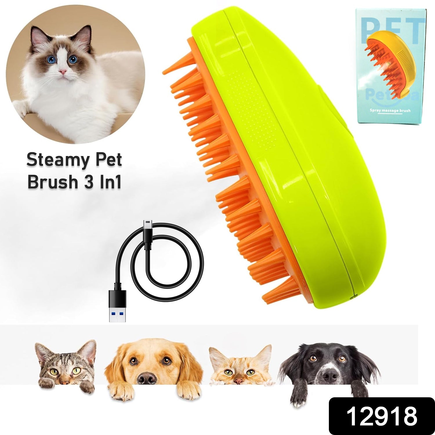 Cat Steamy Brush – 3-in-1 Pet Grooming & Hair Removal Tool Secondary image