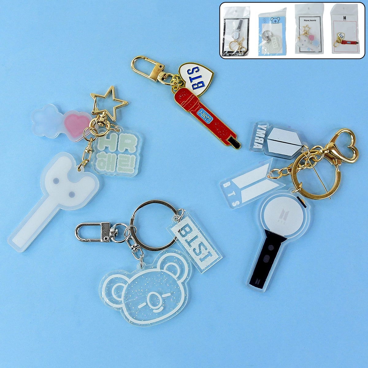 Acrylic and metal keychain featuring a microphone design Main image
