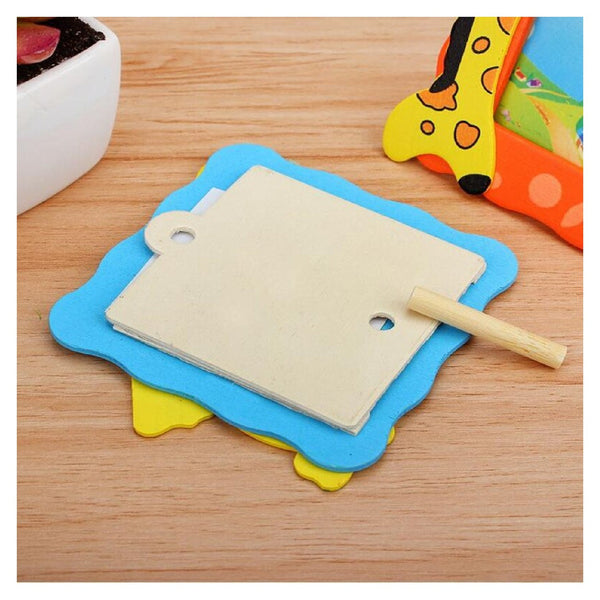 Back view of the baby photo frame showing the easy photo slot and stand for tabletop use.