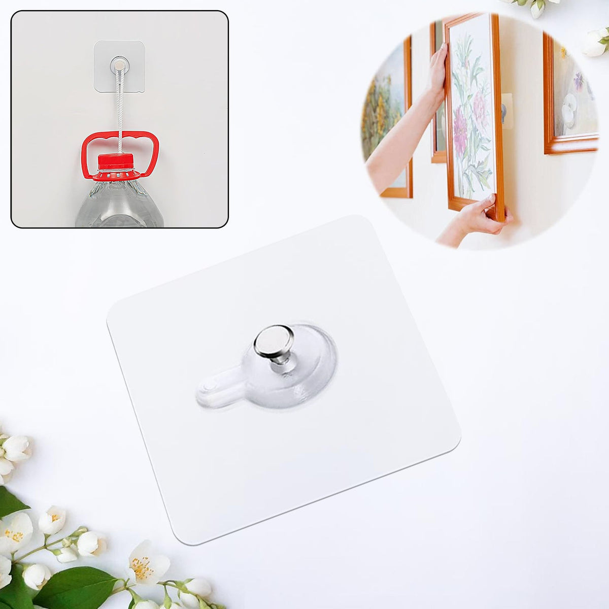 Strong adhesive photo frame wall hook on white background Main image