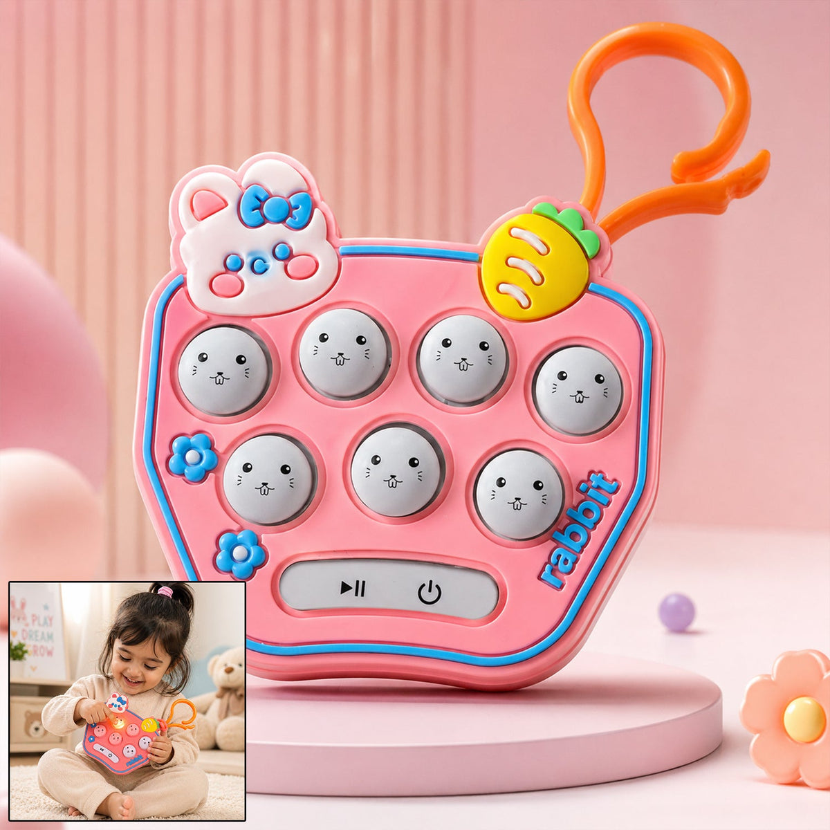Cute cartoon music push button keychain for kids Main image