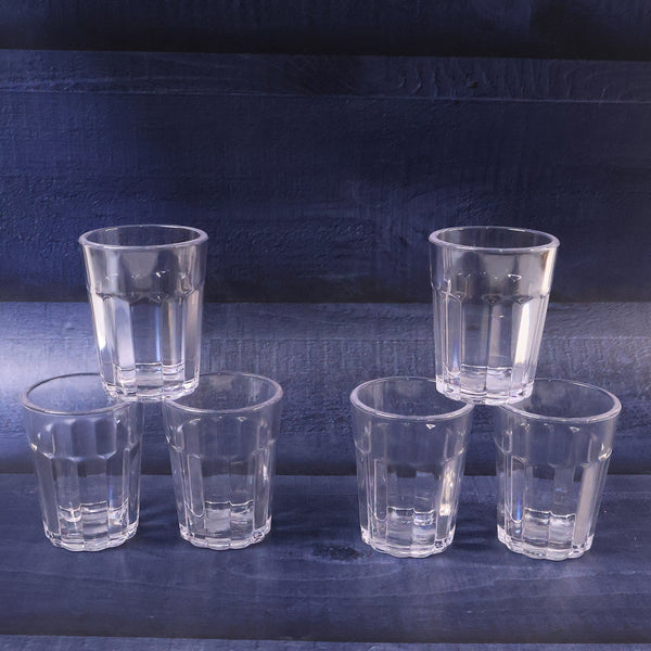 Reusable plastic tea cups styled like Indian street chai glasses