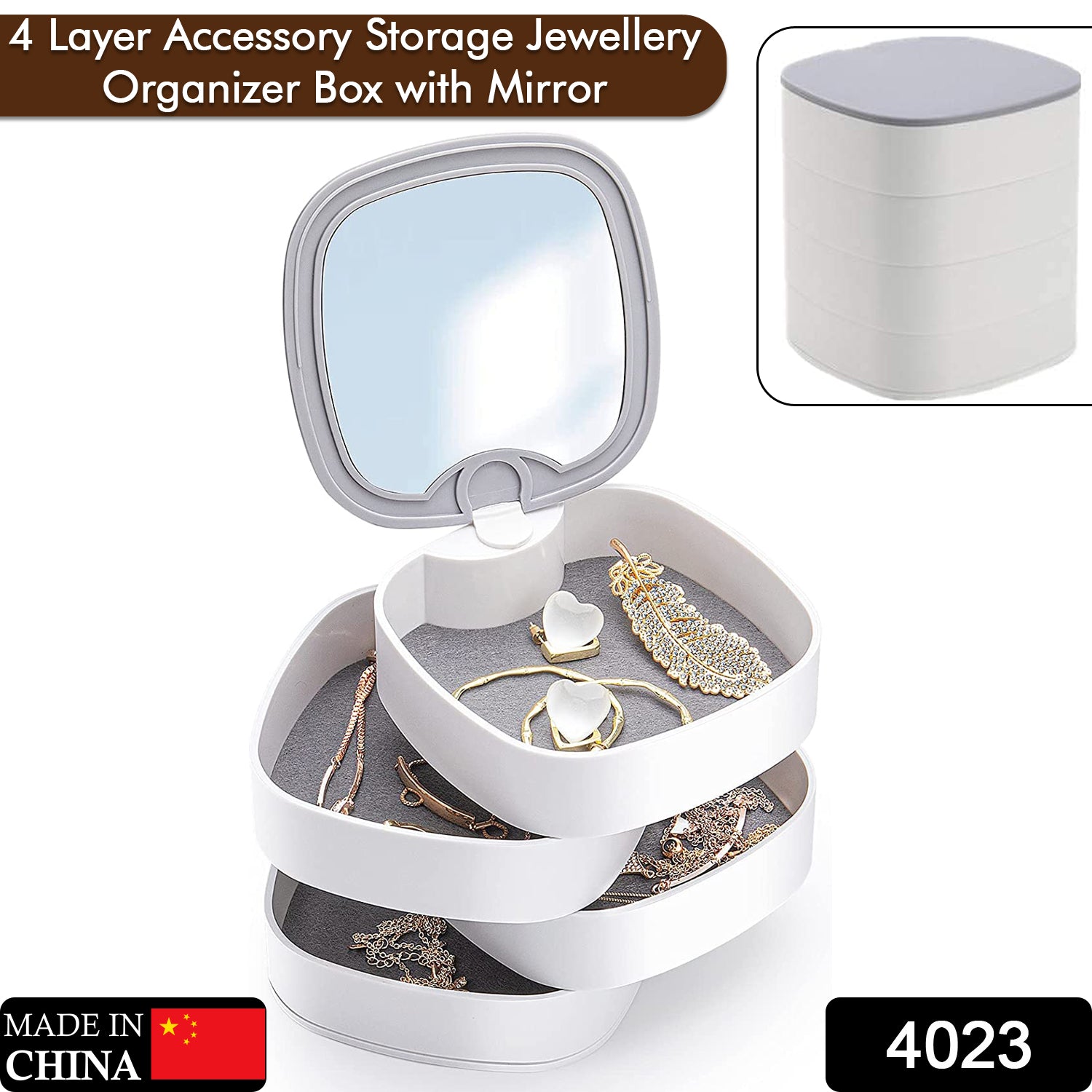 Rotating Jewellery Box – 4-Layer Multicolour Organizer | Secondary image