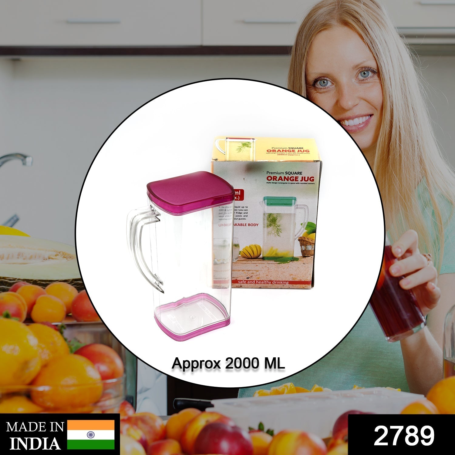2000ml Plastic Water Jug – Fridge Safe & Durable | Hydrozilla Secondary image